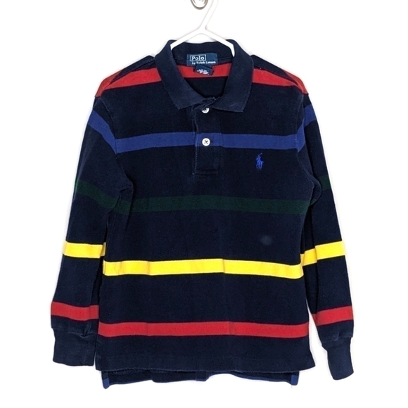 Polo Ralph Lauren Navy Rainbow Stripe Shirt 5 - Picture 1 of 3